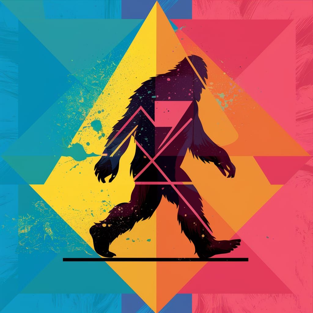 Sasquatch Silhouette in Pop Art Bauhaus Design
