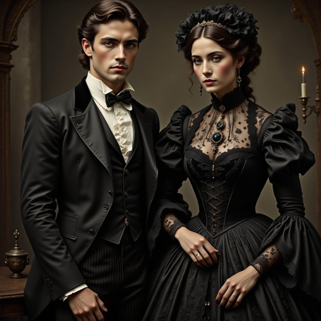 Victorian Couple Portrait in Gothic Style