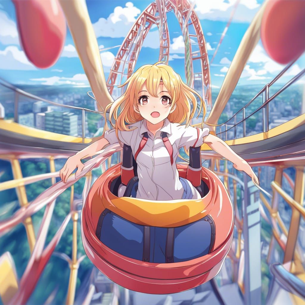anime girl on a roller coaster