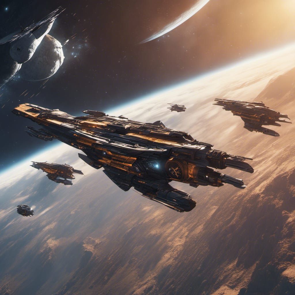 Spaceships chilling in orbit around the Earth