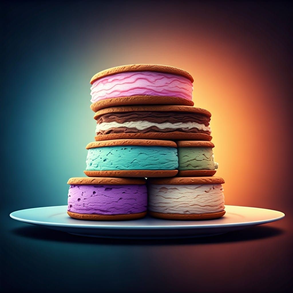 Vibrant Ice Cream Tower in Cinematic 3D
