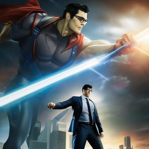 Hyperrealistic Clark Kent Splash Art Portrait