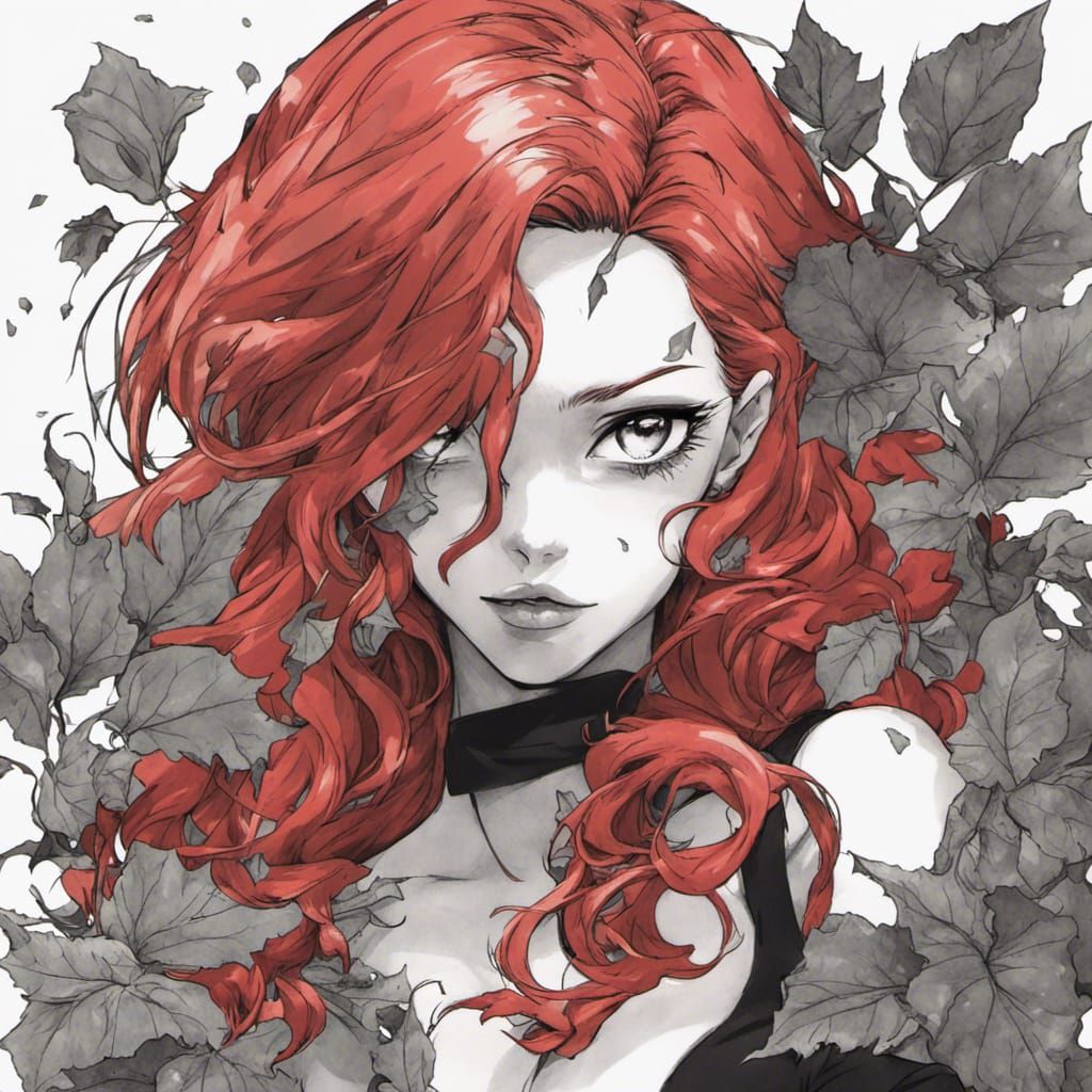 Poison Ivy Portrait in Anime Key Visual Style