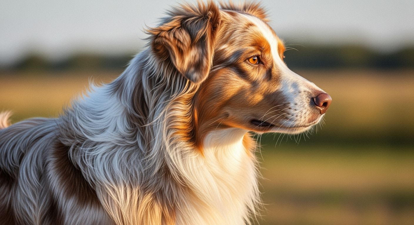 Australian Shepherd Portrait in Enamel Style
