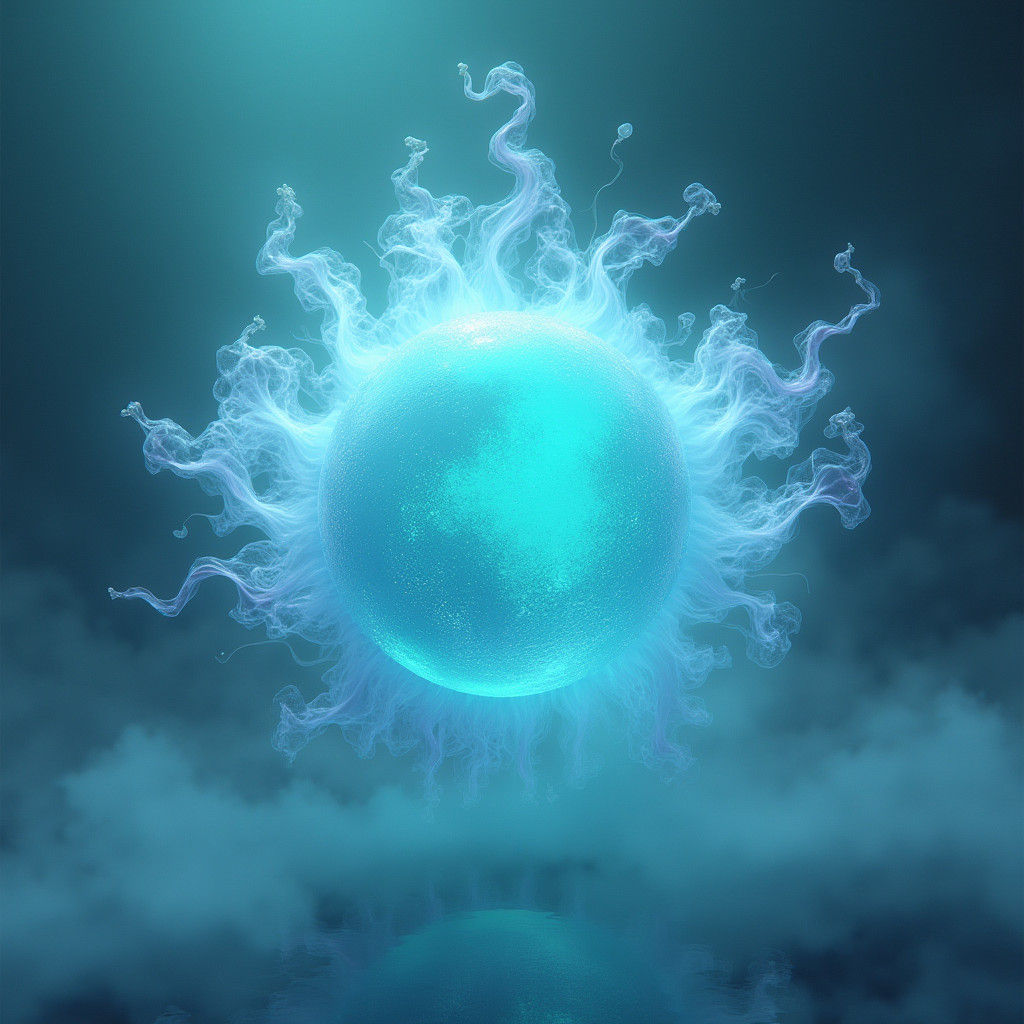 Mystical Aqua Object in a Volumetric Style
