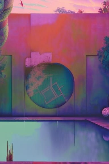 Surreal Liminal Swimming Pool Digital Art