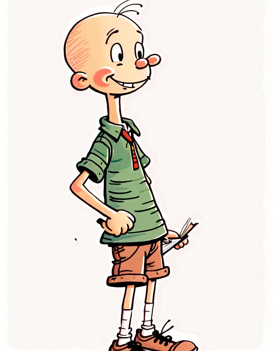 Doug Funnie at His Desk in 90s Cartoon Style