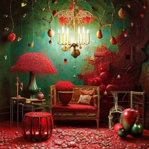 Eldritch Baroque Room with Eyeball Walls