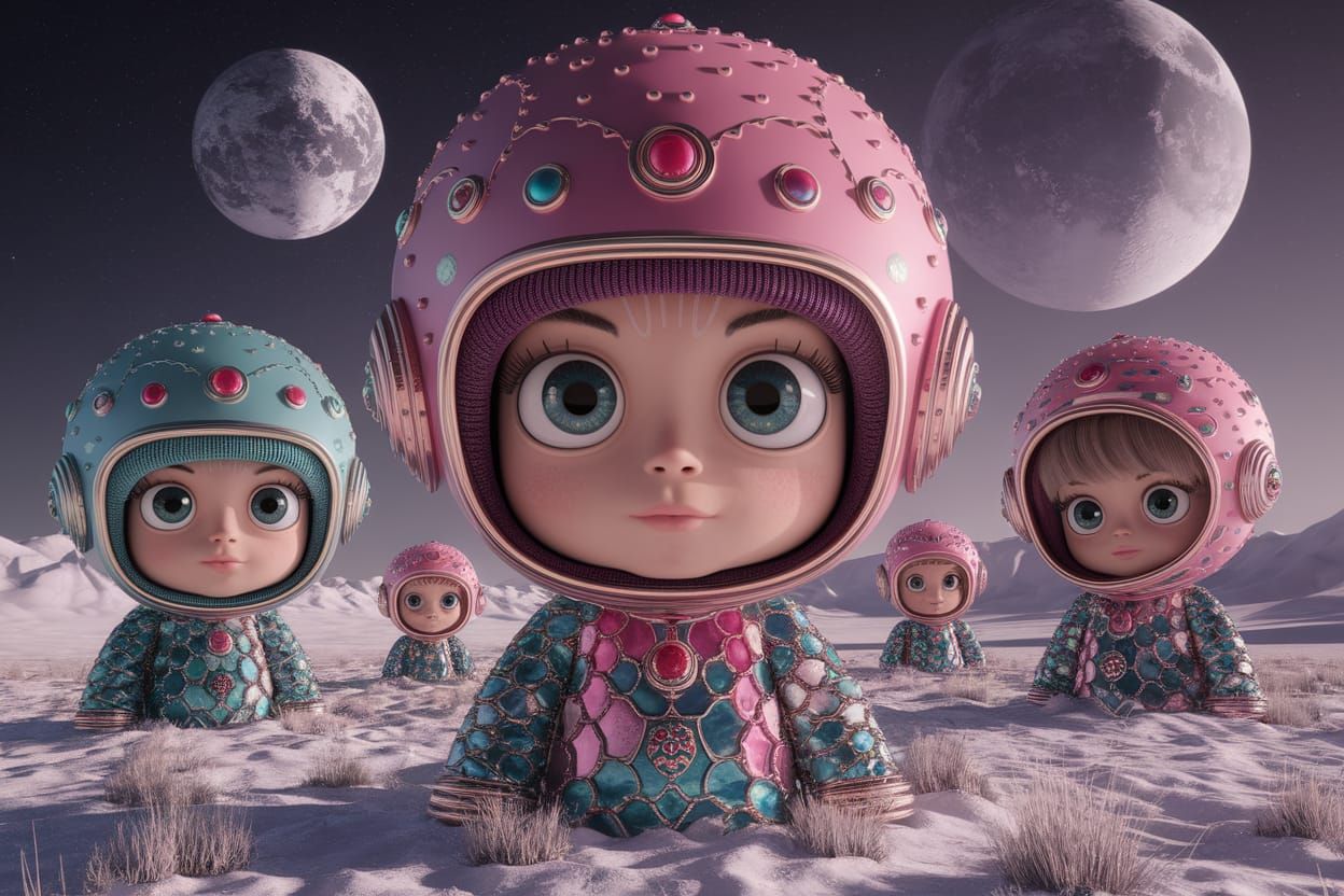 Cartoon Priamas Cover My Eyes in Funny Helmets