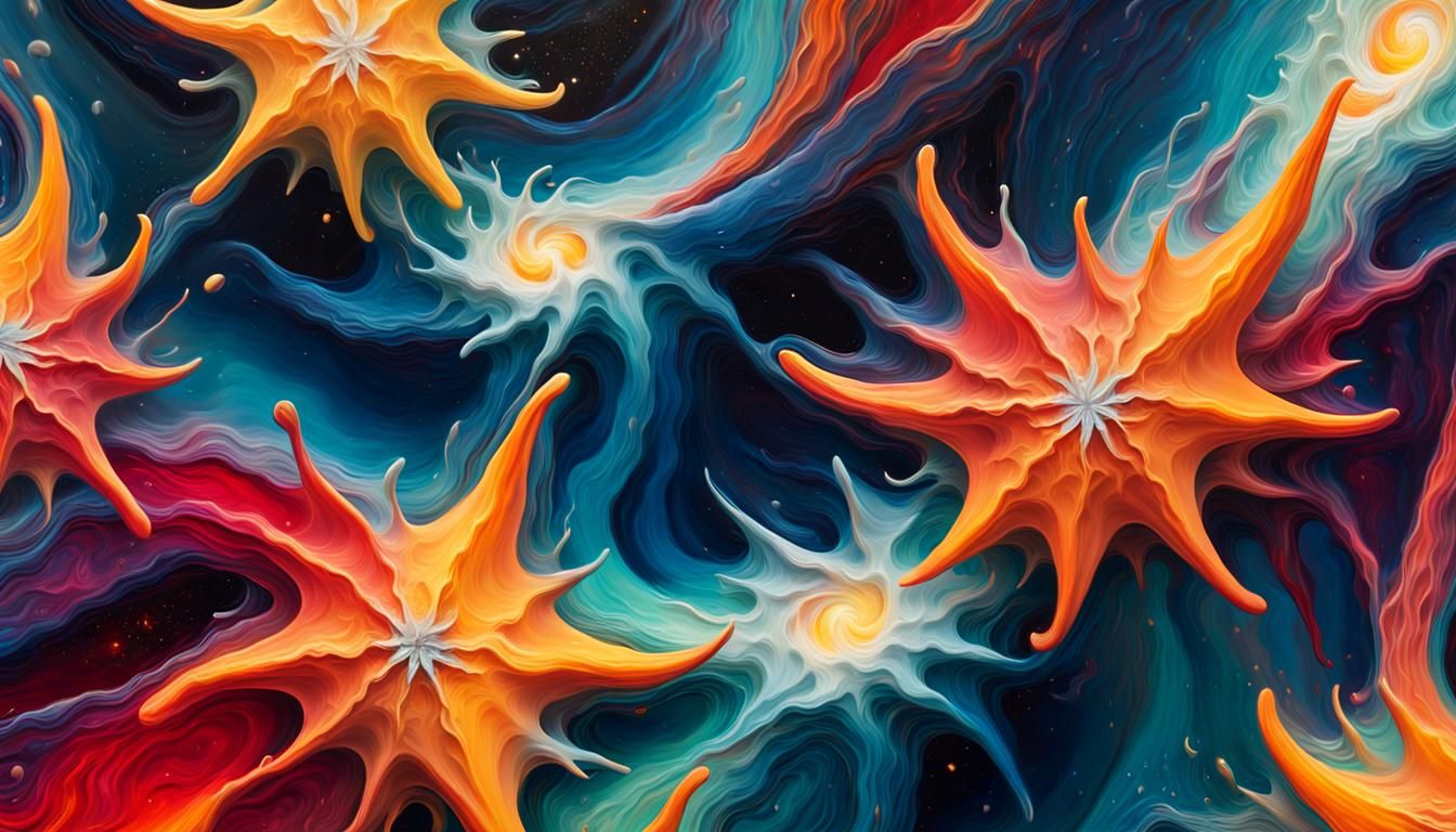 Celestial Stars Swirling in Impasto Oil Paint Style