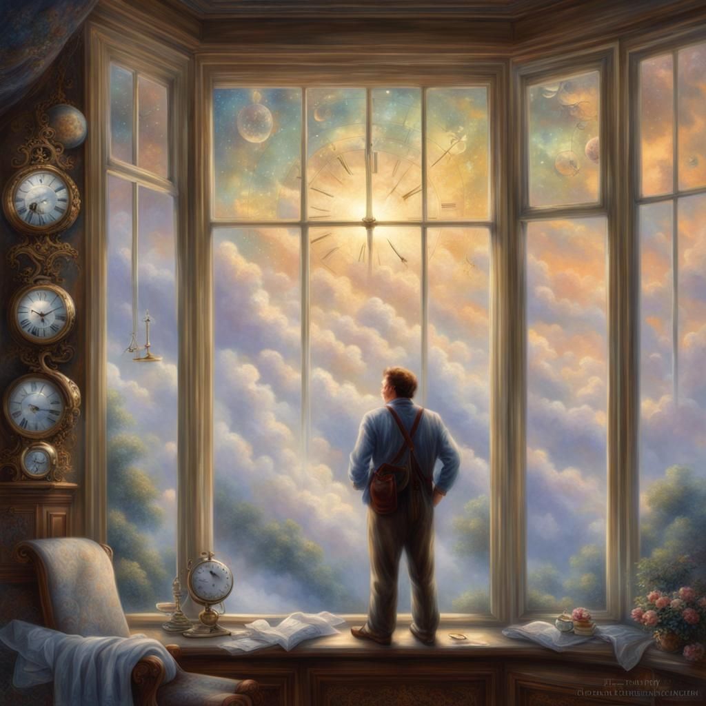 Clockwork Sky Gaze: Ethereal Fantasy Vision