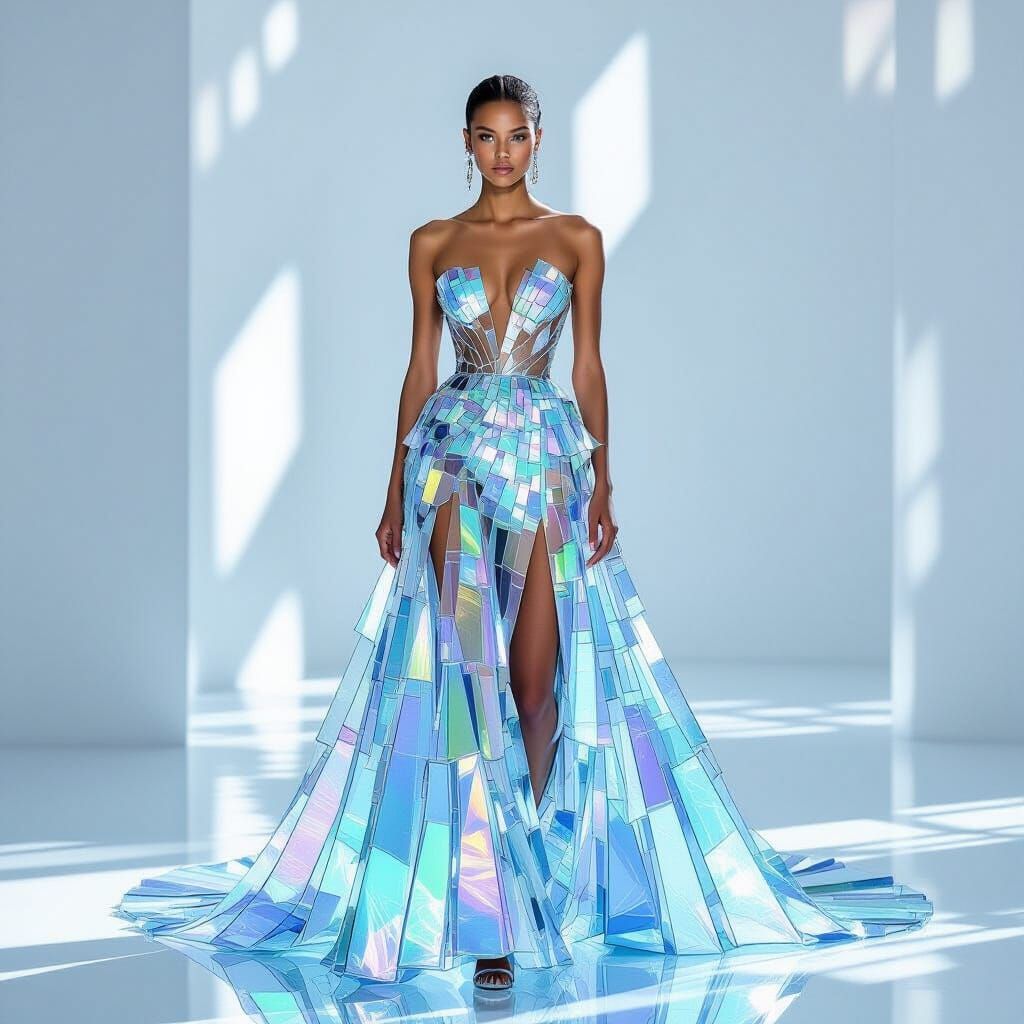 Haute Couture Glass Gown Like Frozen Waterfall