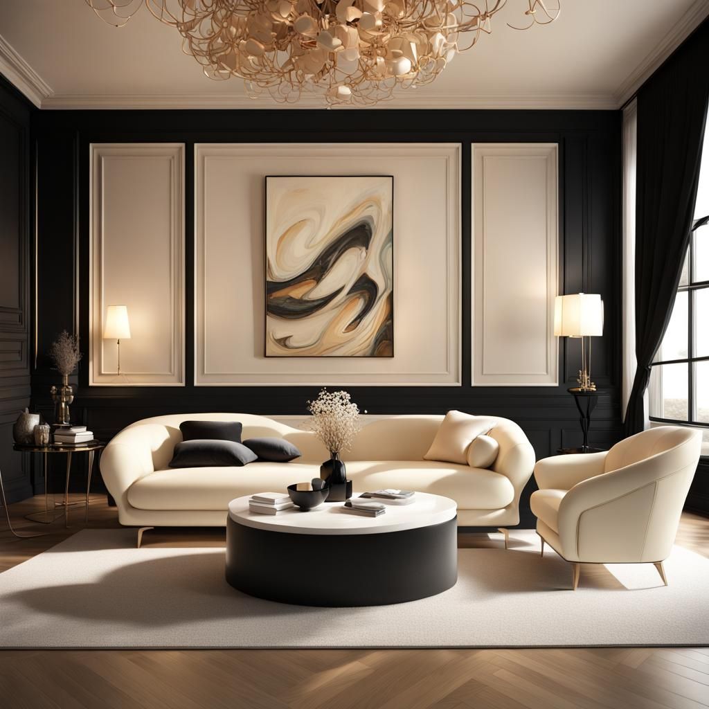 Elegant Classical Living Room Design in 3D Render