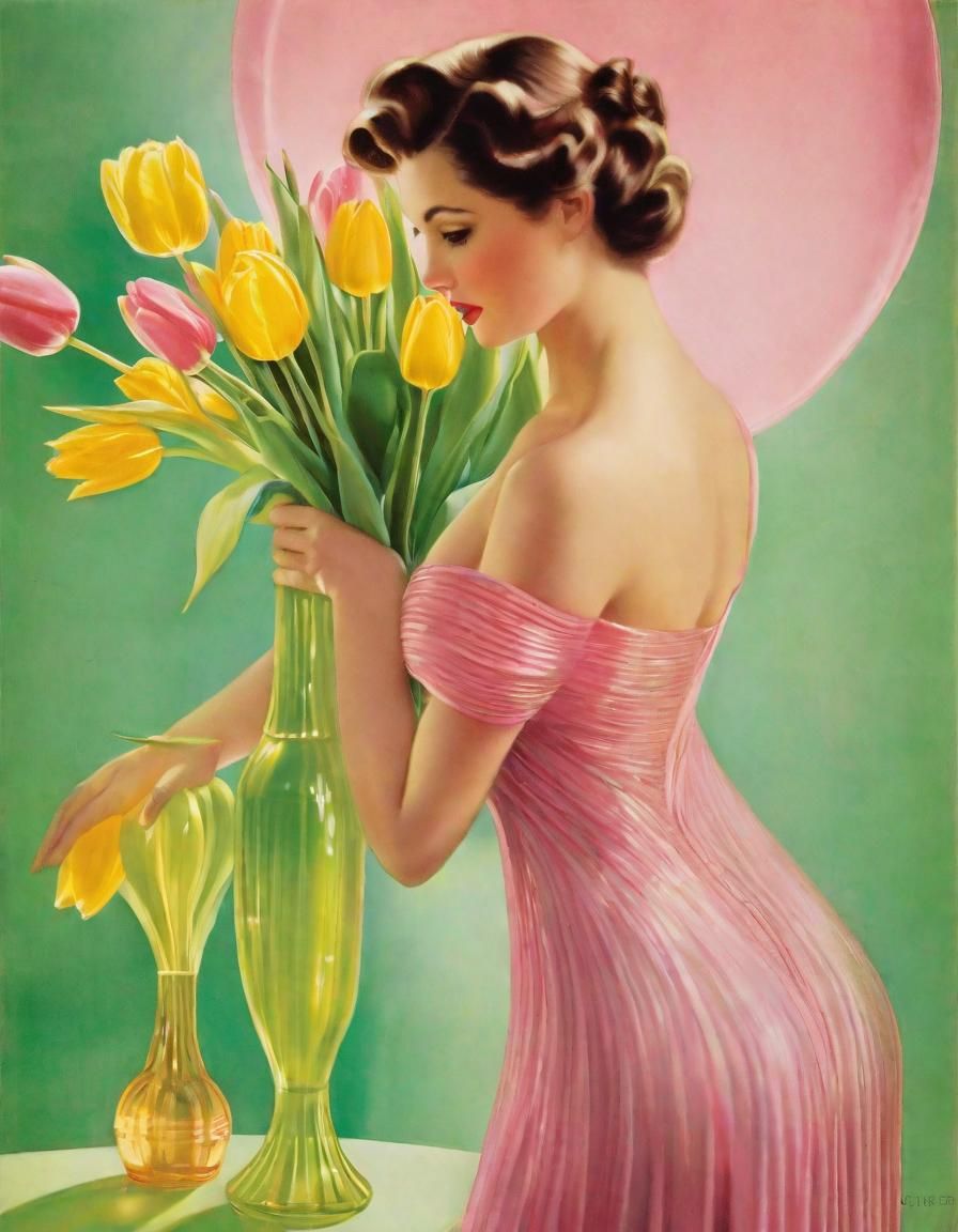 Just going to shove these tulips in a vase.