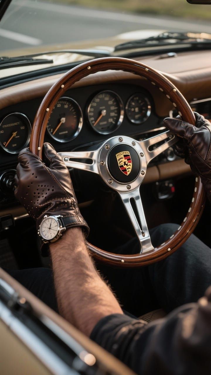 Vintage Porsche Cockpit: Automotive Luxury and Elegance