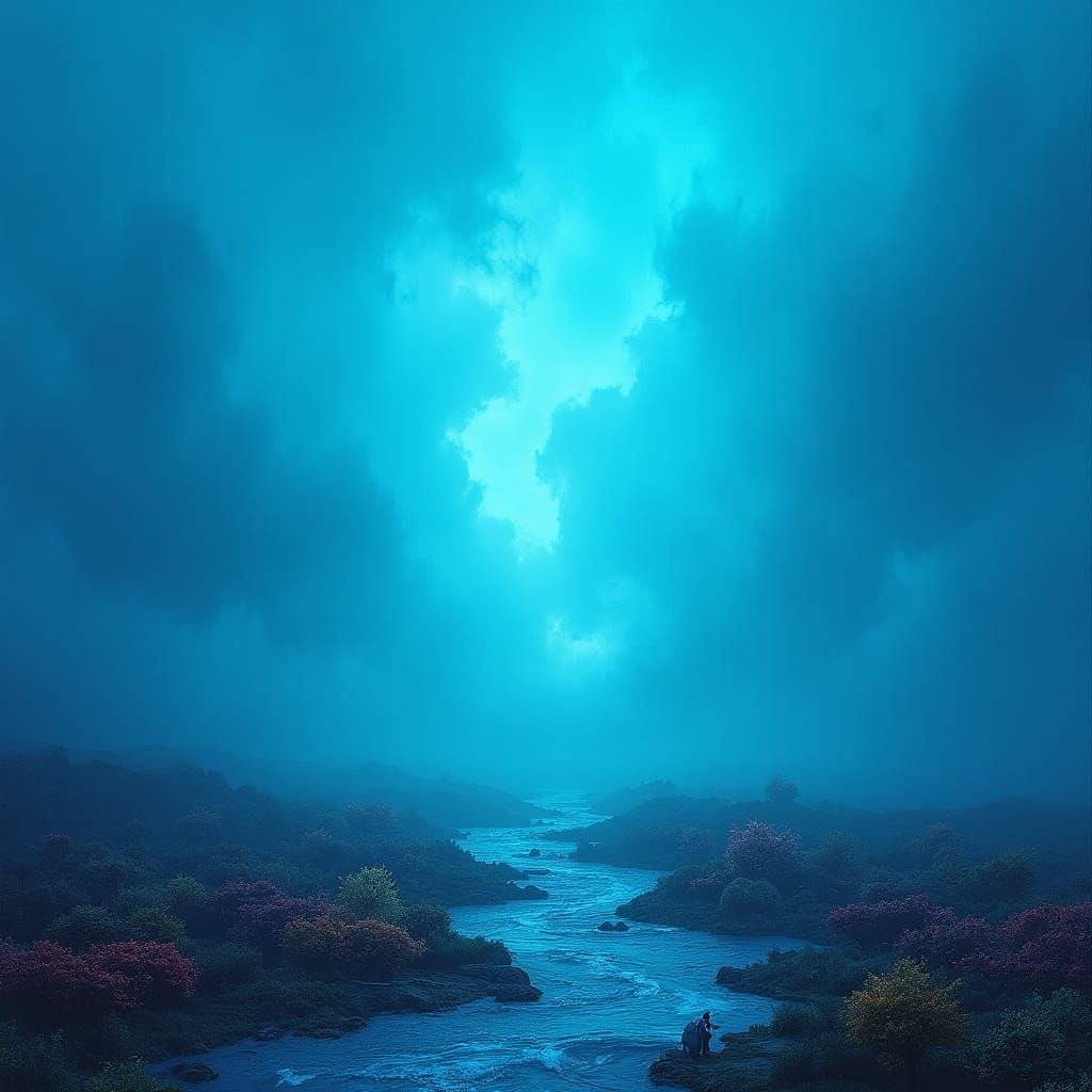 Cerulean Dreamscape in Bold Color Fields