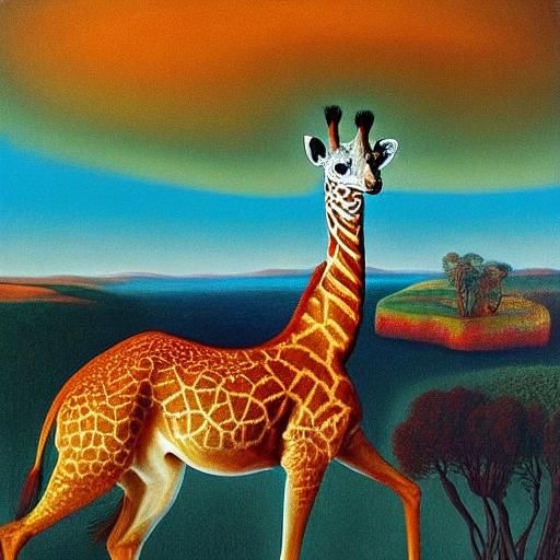 Surreal Giraffe as Kangaroo in Rothko-Inspired Landscape