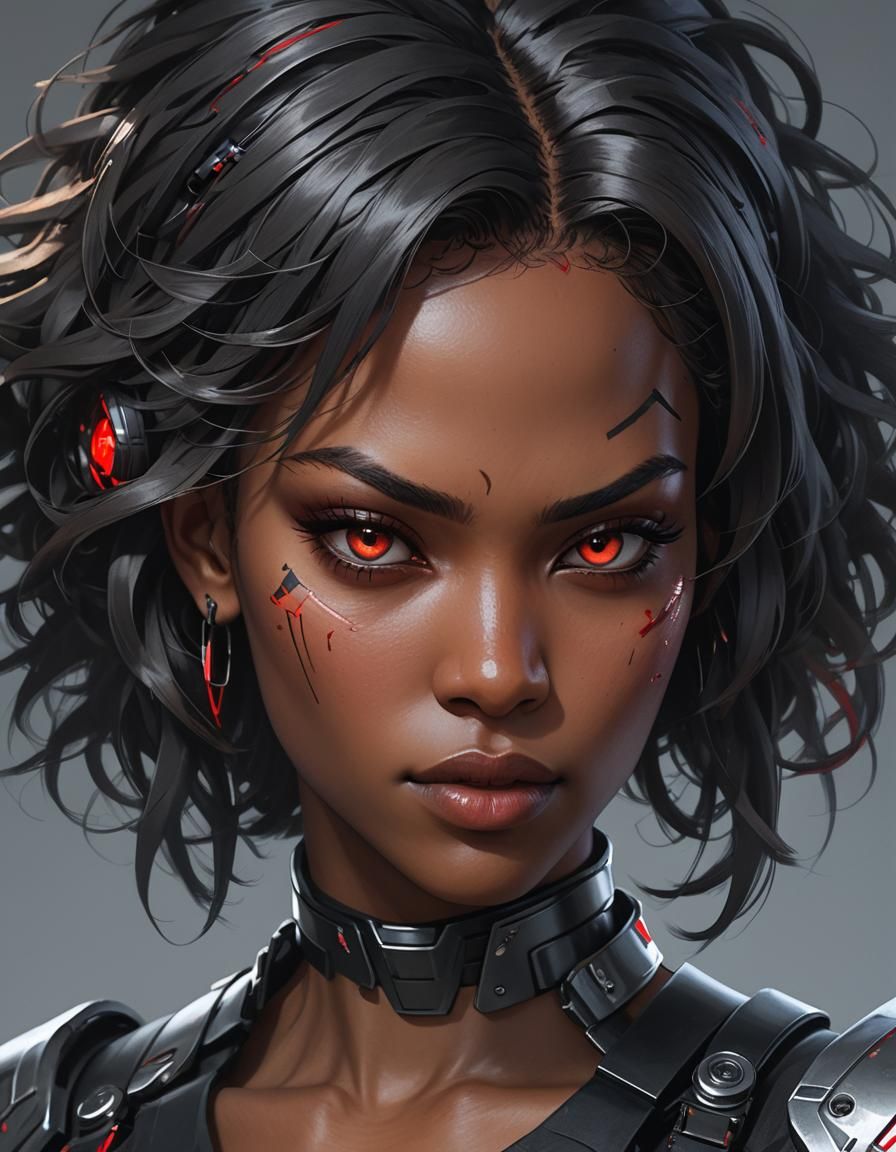 Realistic Cyborg Assassin Portrait in Hyperdetailed Style