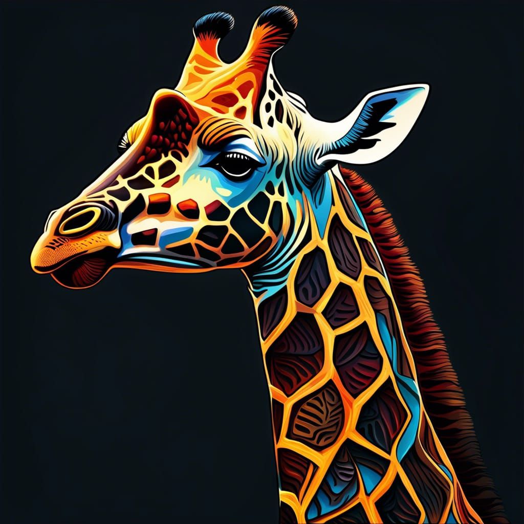 Majestic Giraffe in Abstract Digital Art