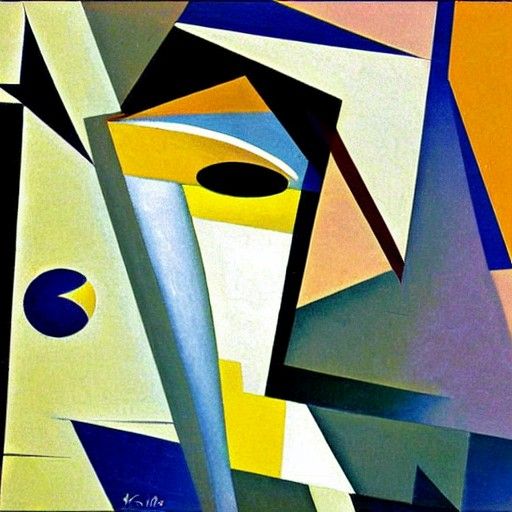 Abstract Cubist Pelican Inspired by Euclidean Art