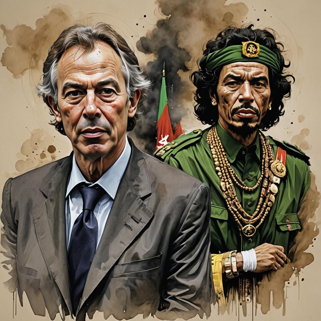 Sinister Depiction of Tony Blair and Gaddafi