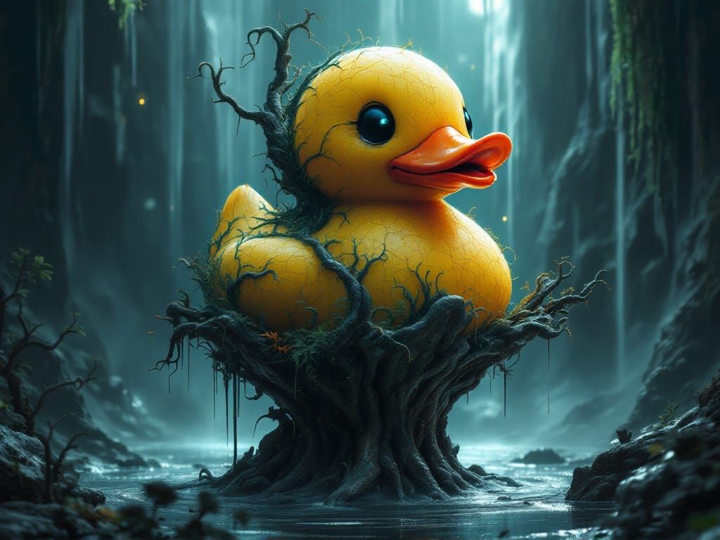 Decrepit Rubber Ducky in Biomechanical Dreamscape