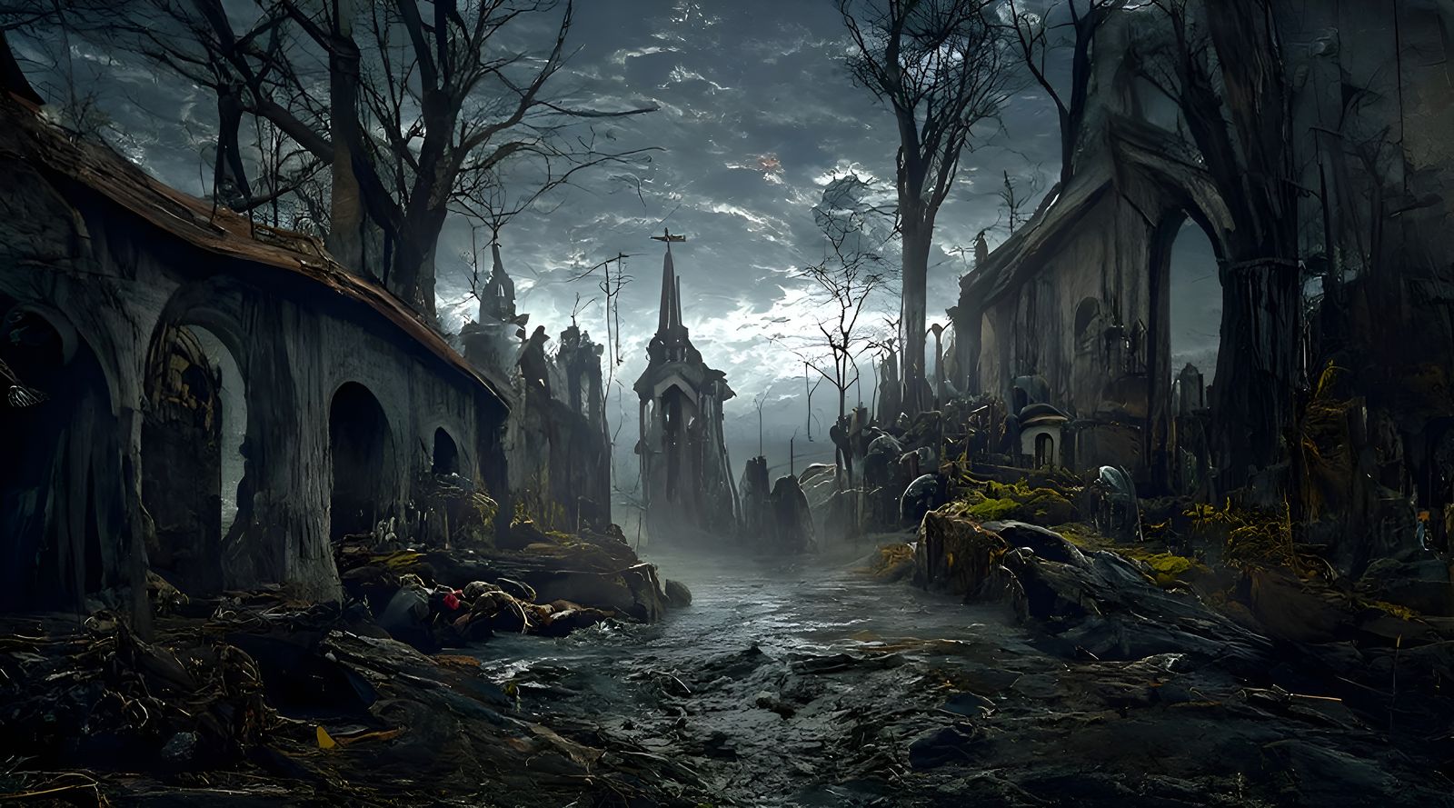 Creepy Village of the Dead Rising: Photorealistic Art
