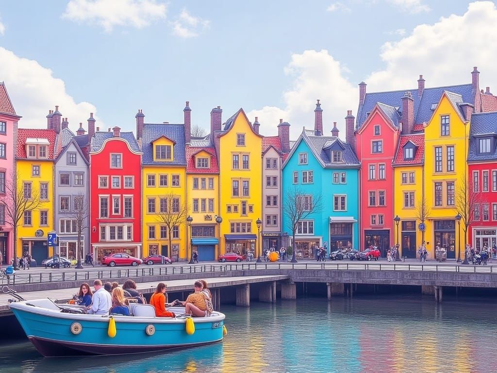 Vibrant Göteborg Cityscape in Whimsical Lego-Inspired Style