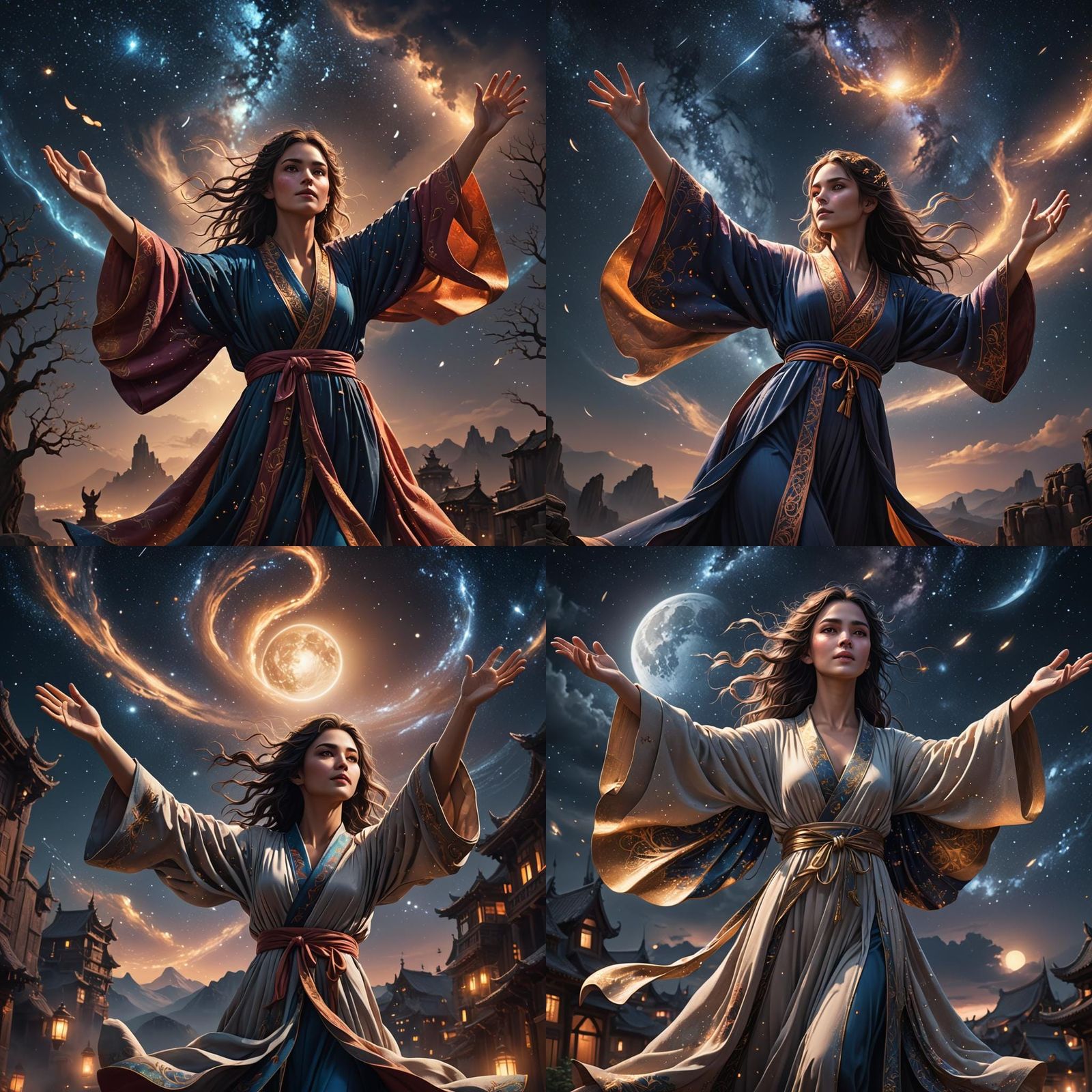 Girl Reaching for Night Sky: Fantasy Concept Art
