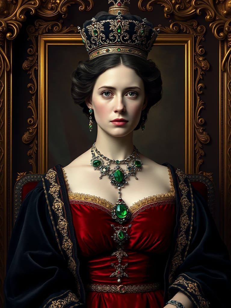 Queen Victoria Portrait in Opulent Gilded Frame