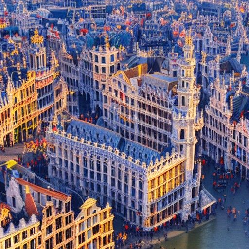 Isometric View of Grand Place, Brussels, Digital Painting