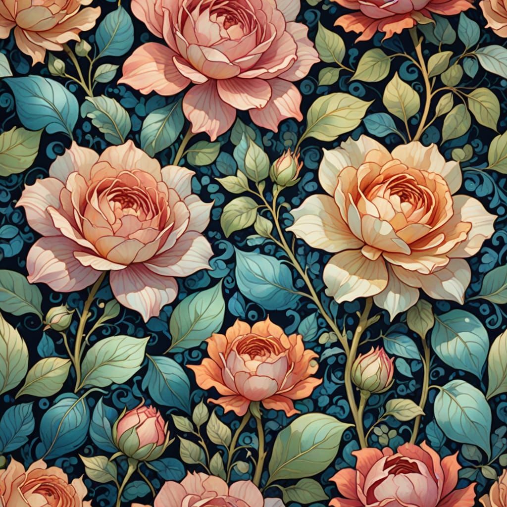 Dreamlike Floral Tapestry in Watercolor Style
