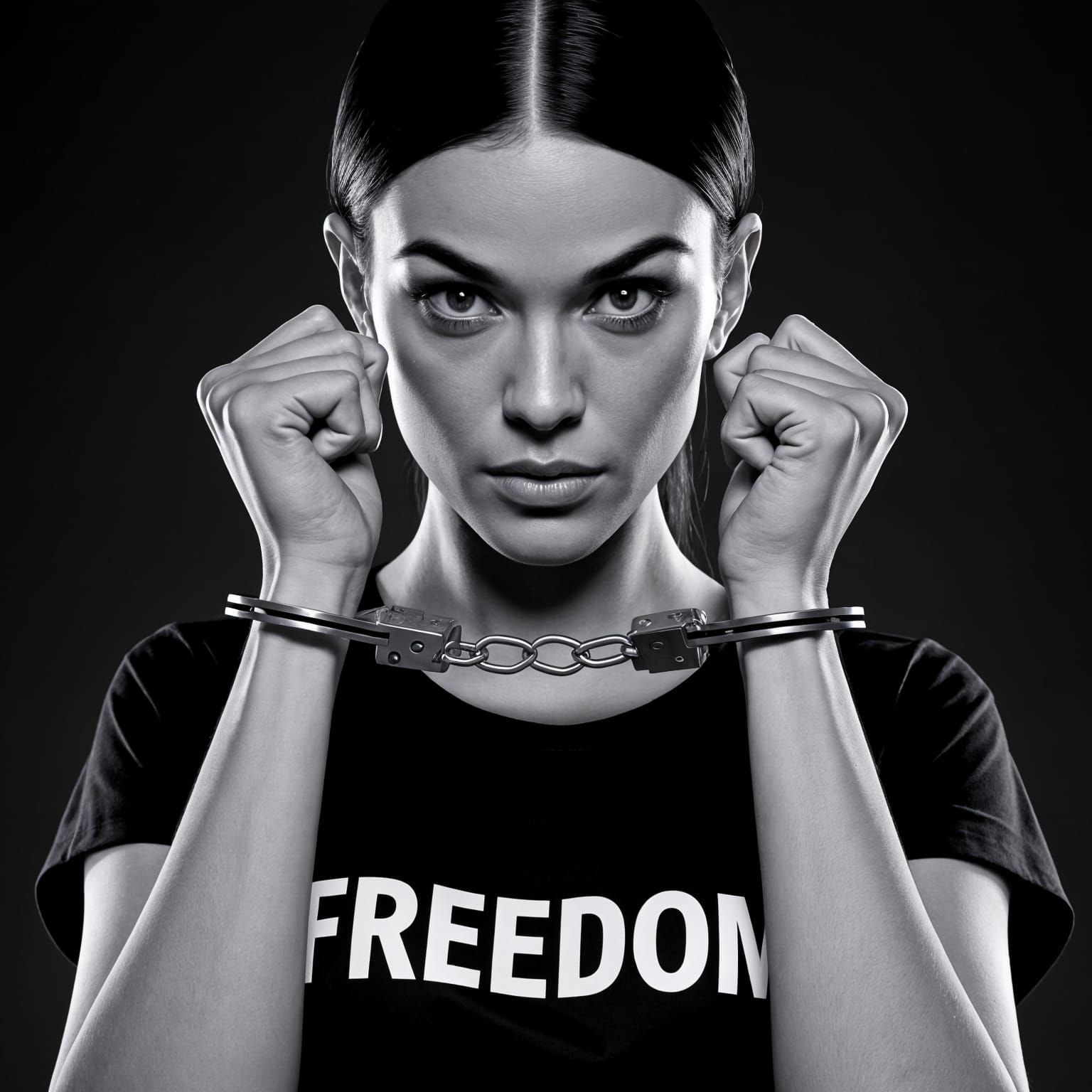 Stunning Black and White Portrait of a Young Woman Embodying...