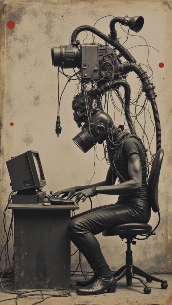 Human Drone in Surrealist Office, Atomic Age Style