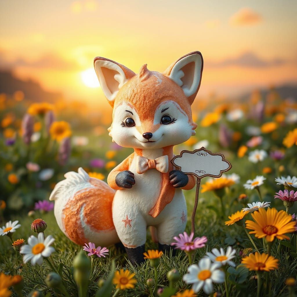 Ice Cream Fox in Meadow, Fantasy Realism