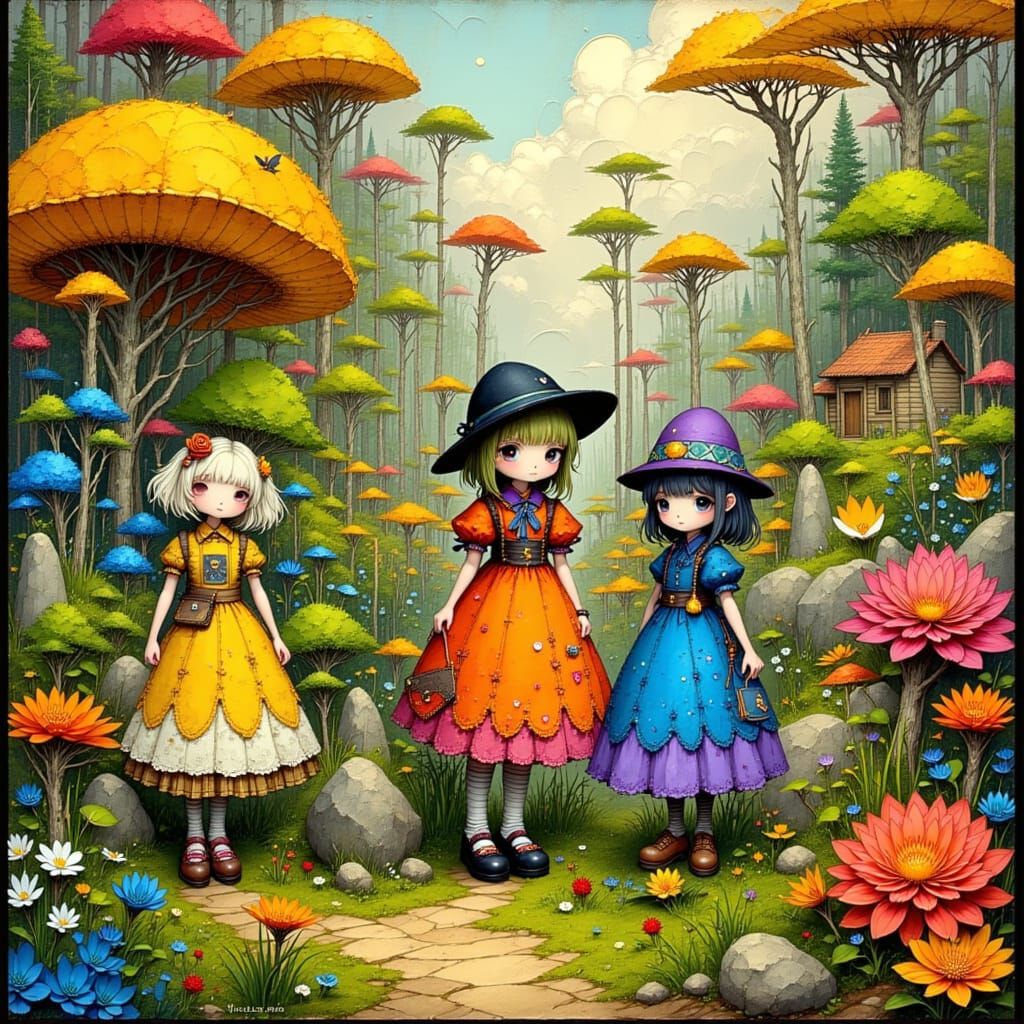 Whimsical Characters in a Fantastical Village