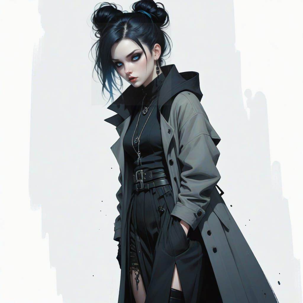 Goth Girl Portrait in Illustrative Style