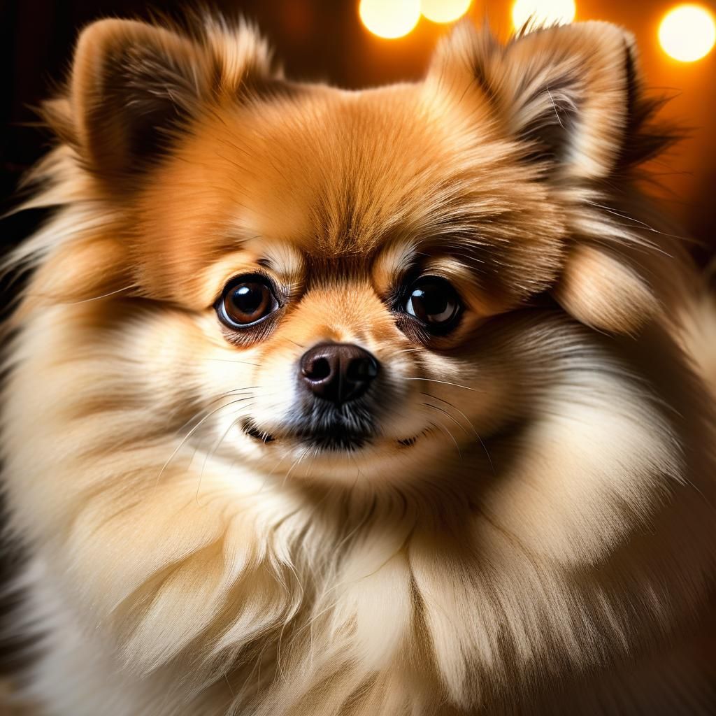 Pomeranian Portrait in Golden Hour Lighting