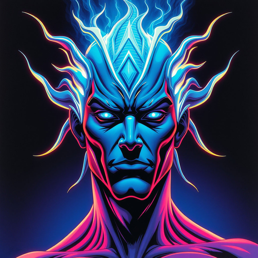 Majestic Being Portrait in Futuristic Comic Book Style
