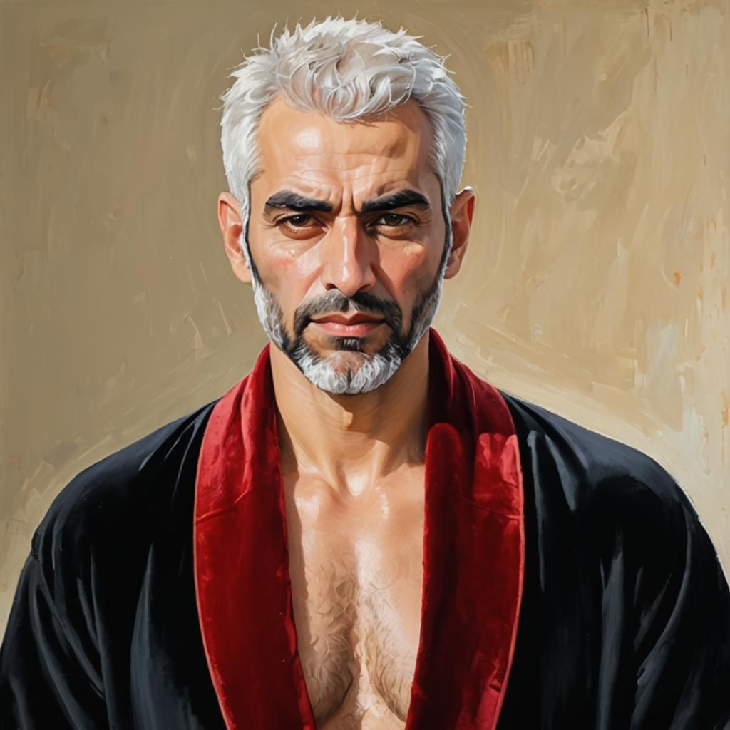 Expressive Portrait of Man in Velvet Robe