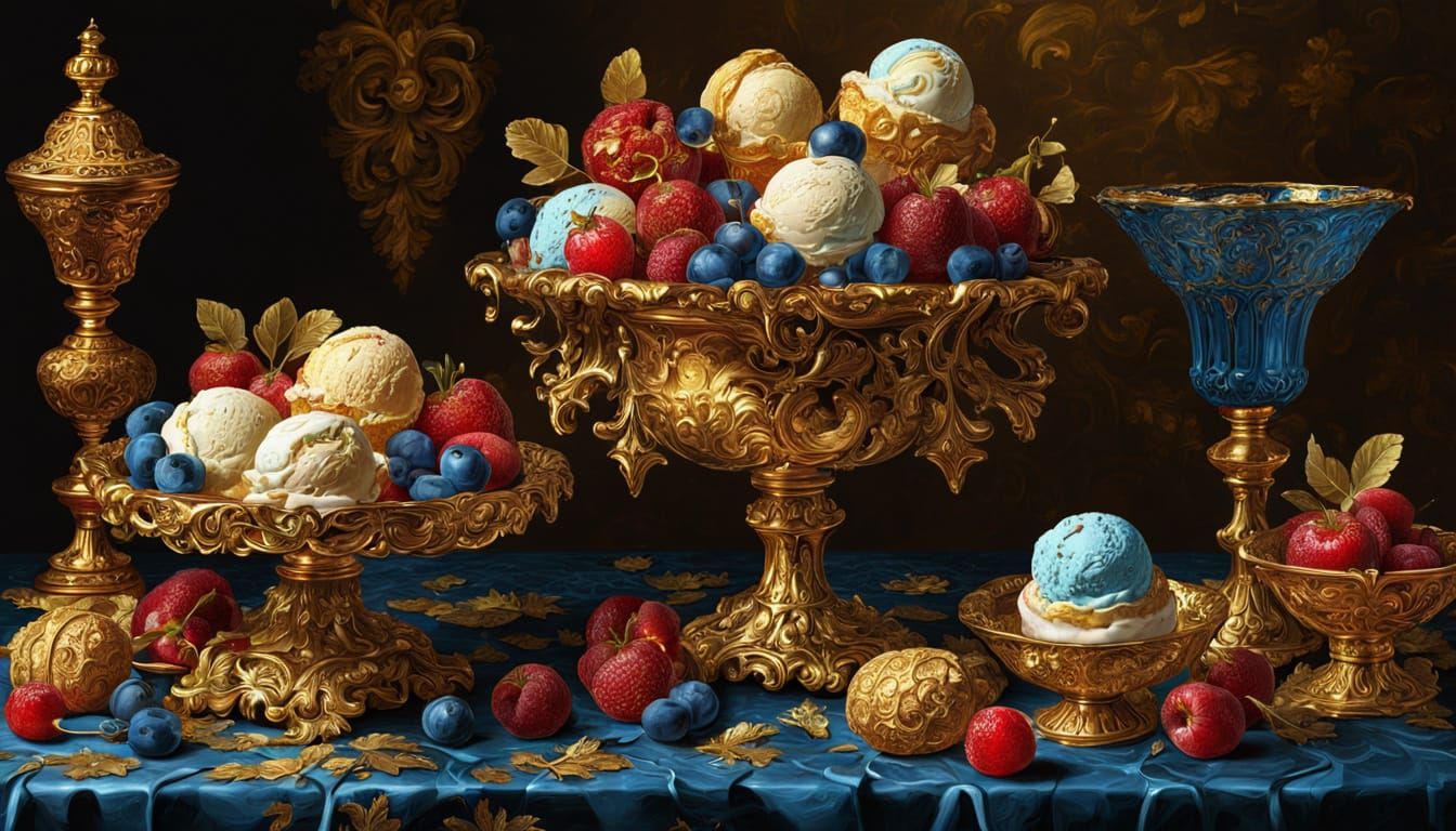 Baroque Ice Cream Still Life in Dutch Style
