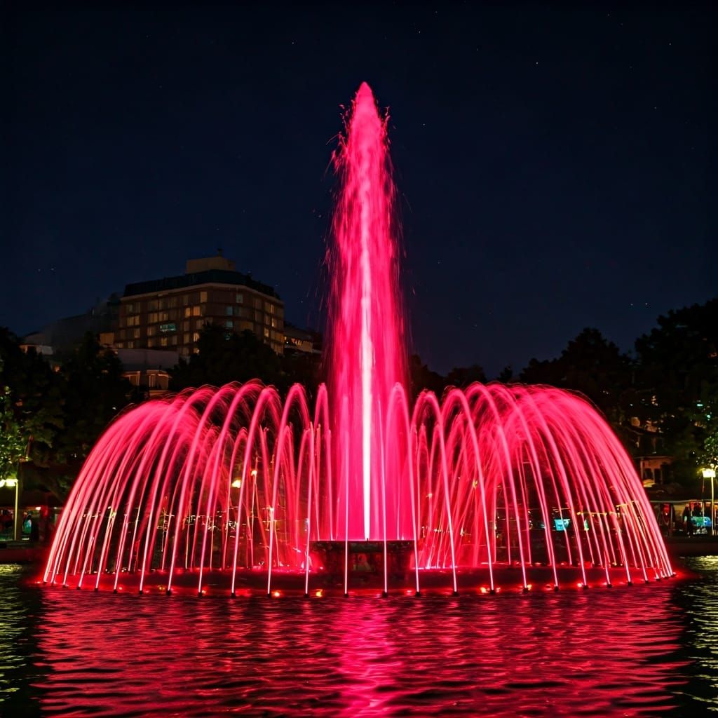 Glowing Fountain Water Display