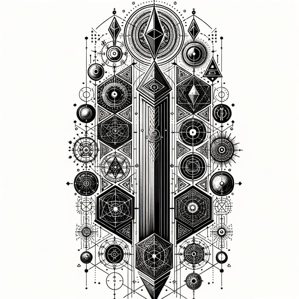 Sacred Metaphysical Emblem in Black Ink
