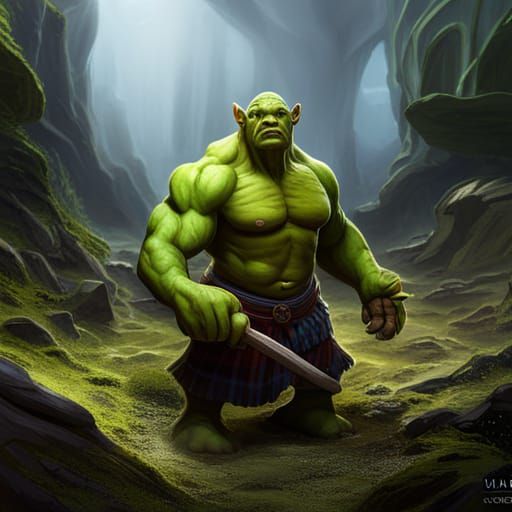 Green Ogre with Scottish Accent in Fantasy Art
