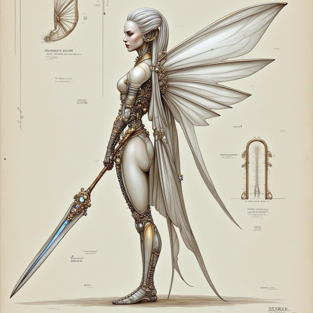 Hyper-Detailed Warrior Fairy in Intricate Armor