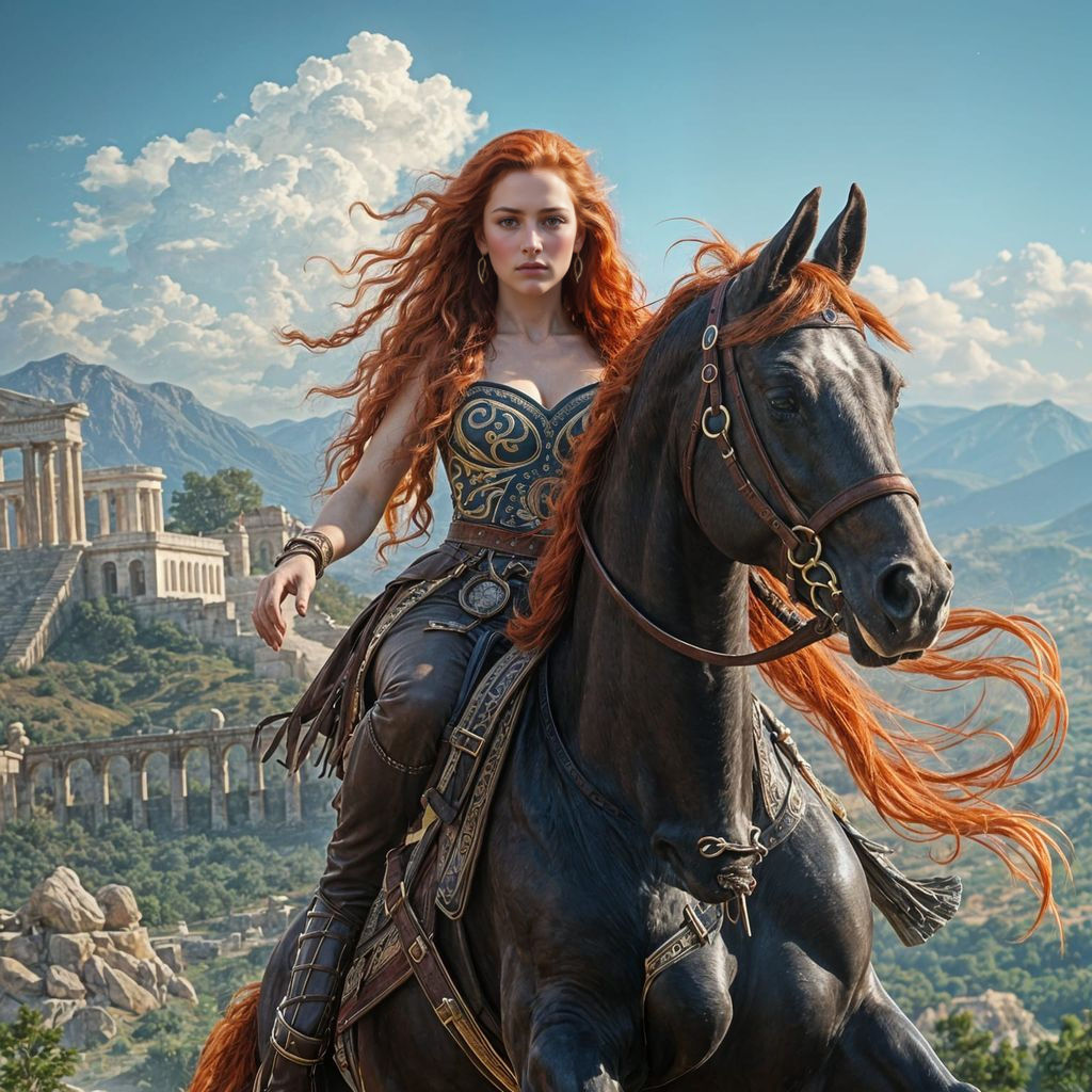 Woman on Horseback in Neoclassical Style