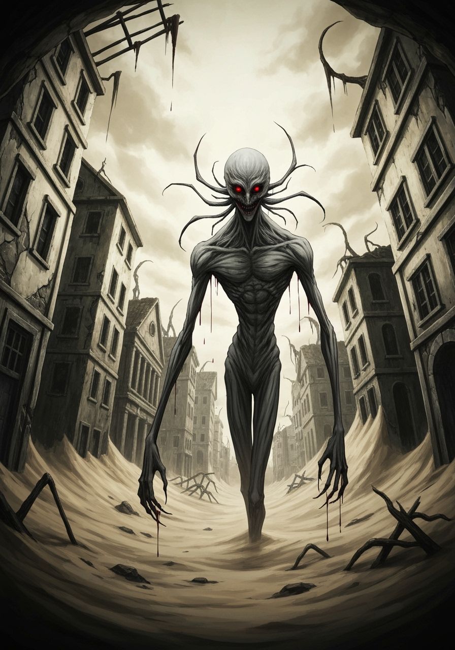 Terrifying Sandman Dominates Gothic Town in Manga Style