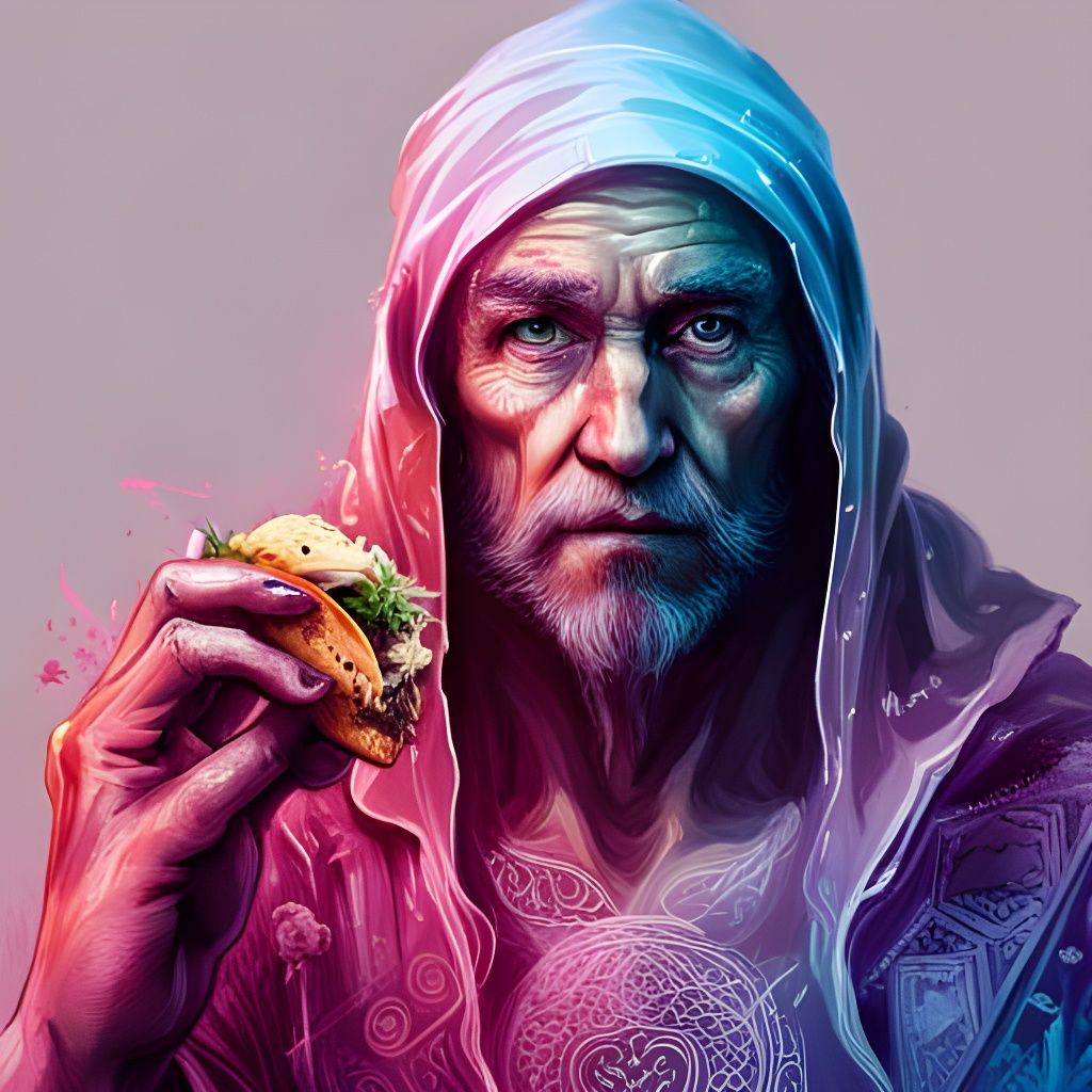 Wizard eating tacos