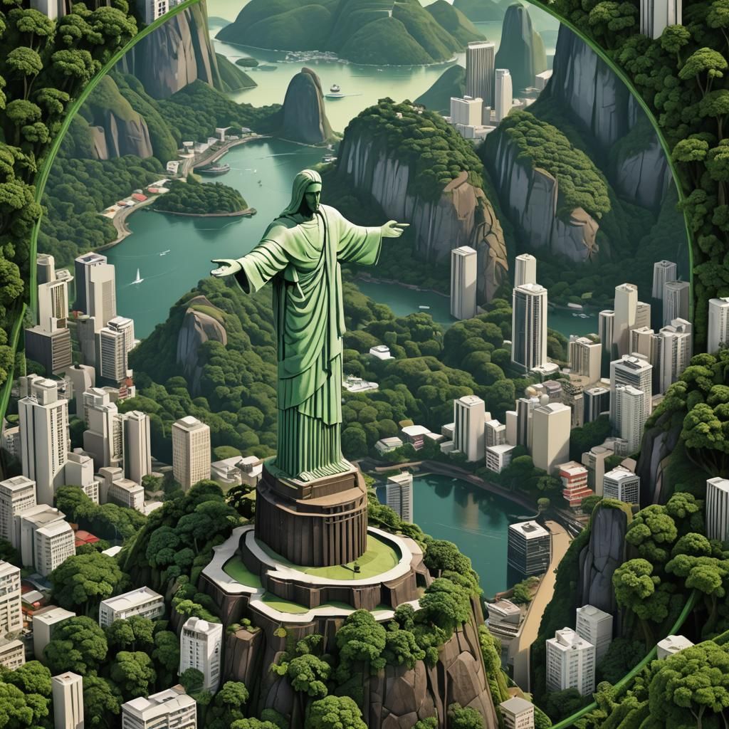 Vibrant 3D Christ the Redeemer Overlooking Rio