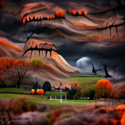 Eerie Halloween Night Landscape